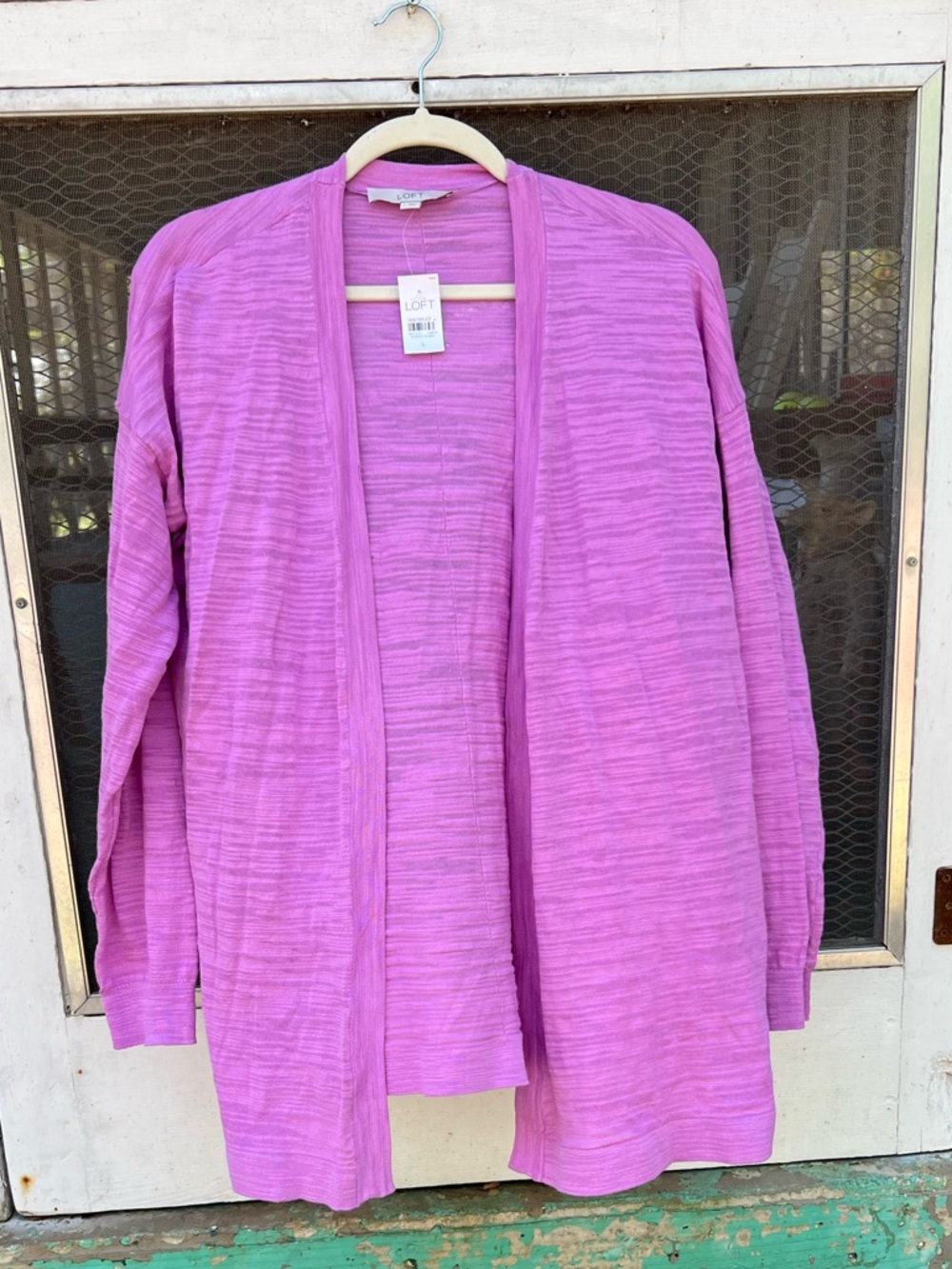 LOFT Open-Front Cardigan in Magenta Pink